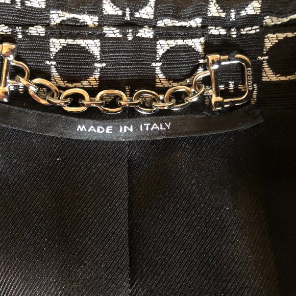 Gucci Classic Signature Lined Blazer w Silver Metal Hardware Black+Silver Sz 44 - Picture 5 of 11